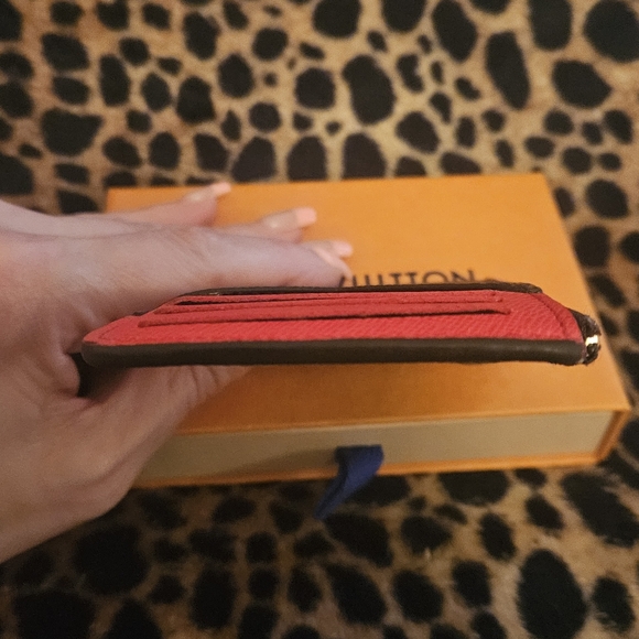 LOUIS VUITTON Monogram Zippered Card Holder in Red (Microchipped) - Picture 8 of 12